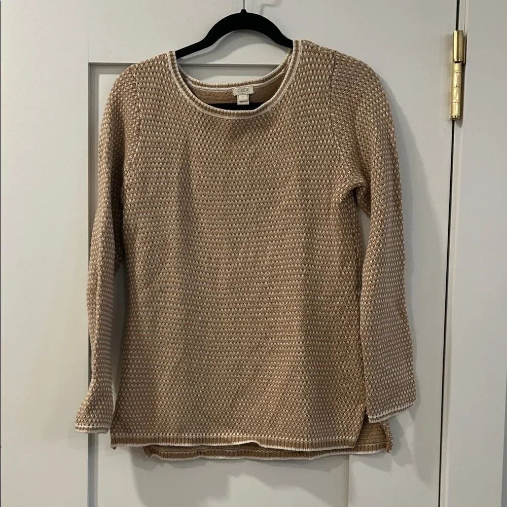 J. Crew Tan & White Knit Sweater, Size Small